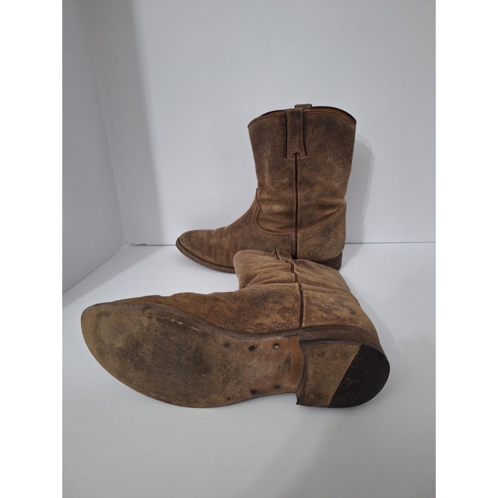 Ralph Lauren Purple Label Women's Brown Suede Leather Ankle Boots Sz 7.5 Cowgirl - Picture 11 of 16